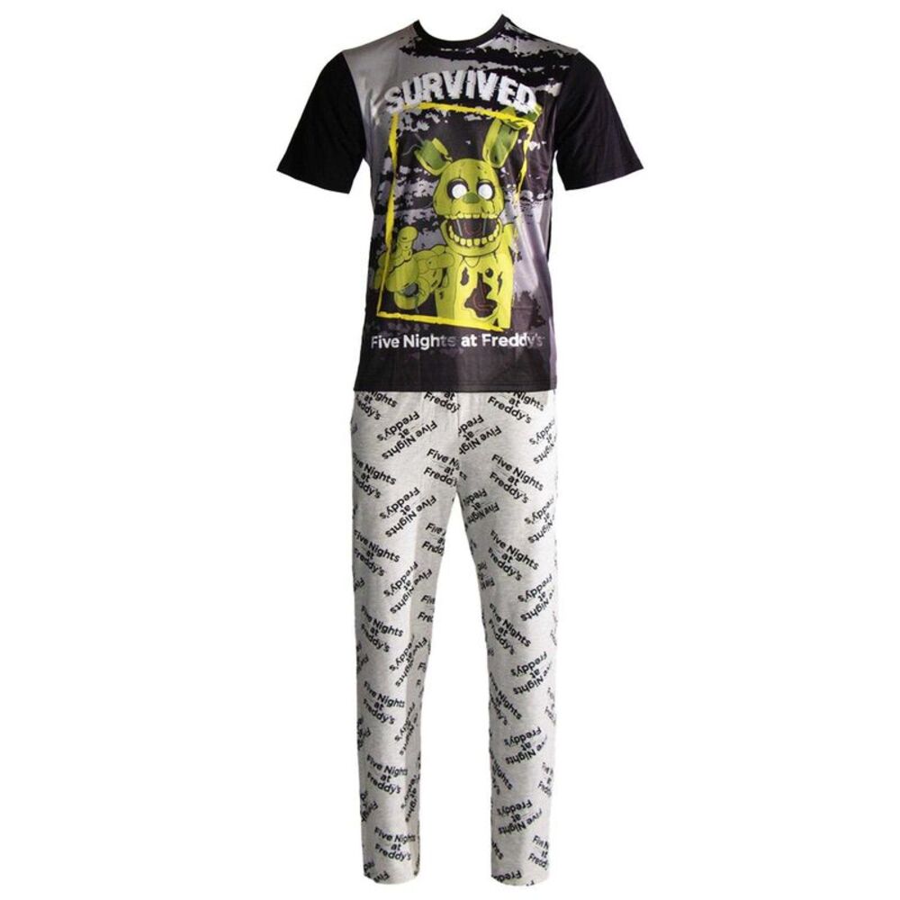 Five Nights At Freddys Mens Pajama Set / Black/Gray